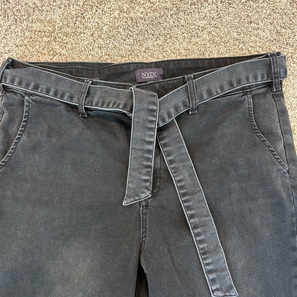 NYDJ Marilyn Straight tie waist trouser style black/grey jeans. Stretch. Work. - Picture 5 of 12